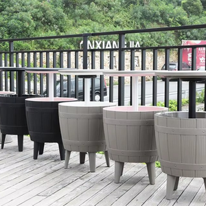 Enfriador de Cerveza y Vino Redondo, Comercial, de Plástico de Grado Alimenticio, Impermeable, de 10 Galones, Moderno, para Exteriores, Patio, Muebles y Mesa Lateral para Jacuzzi - Product Image 1