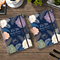 Agenda hebdomadaire A5 2026, carnet à spirale ligné, papier épais avec pochette intérieure, couverture rigide, cadeau pour le bureau et l'école