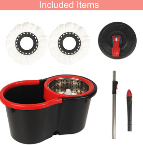 Ensemble Seau à Serpillière en Acier MSJ avec Manche Magique, Serpillière de Dieu à Double Entraînement, Vadrouille Rotative à Pression Manuelle pour le Nettoyage des Sols Domestiques - Product Image 2