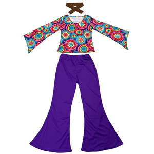 2023 vente chaude Halloween costume fille <span class=keywords><strong>hippie</strong></span> vêtements haut pantalon tête ceinture ensemble costumes pour enfants - Product Image 4