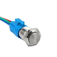 Bouton-poussoir circulaire, 16mm de diamètre, étanche, en acier inoxydable, avec bouton-poussoir momentané, sans lumière led, pour voiture