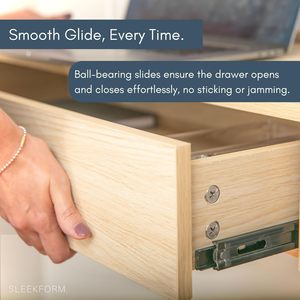 <span class=keywords><strong>Escritorio</strong></span> <span class=keywords><strong>Flotante</strong></span> Moderno de Pared <span class=keywords><strong>con</strong></span> Cajón Integrado. Versátil como Estación de Trabajo, <span class=keywords><strong>con</strong></span> Laminado <span class=keywords><strong>con</strong></span> Patrón de Roble Blanco de Primera Calidad - Product Image 2