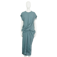 Robe mi-longue décontractée à col en V pour femmes taille unique solide respirant taille naturelle avant Logo lin été à manches courtes