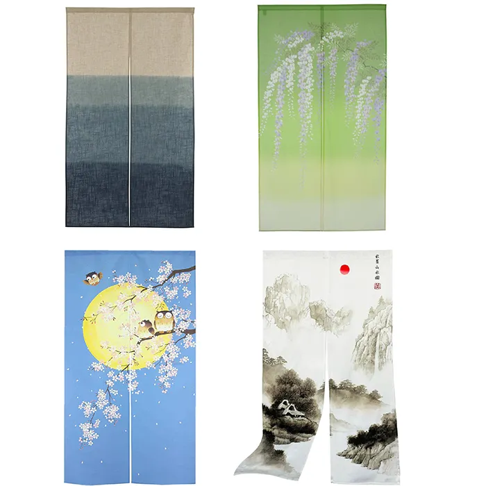Cortina de linho para casa, cozinha, quarto, banheiro, qualquer logotipo, tapeçaria de janela 85x150cm, estilo japonês, Noren