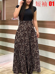 เดรส2024แขนสั้นสำหรับผู้หญิงกระโปรงบานใหญ่พิมพ์ลายดอกไม้สไตล์ยุโรปและอเมริกา - Product Image 6