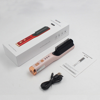 Batterie Chargée Cheveux Lisseur Peigne Brosse Mini Sans Fil Défriser Les Cheveux Brosse