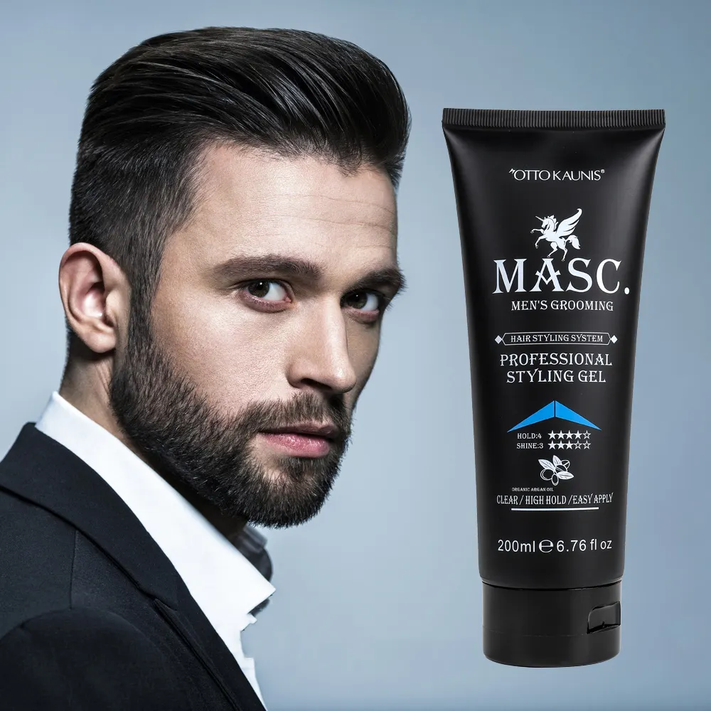 Özel etiket organik argan yağı paraben ücretsiz yüksek tutma ve yüksek parlaklık profesyonel saç şekillendirici jel erkekler için