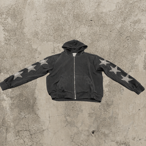 Custom Distressed Stone Washed Zip Up Hoodie Heavyweight Thick French Terry Sun Faded Hoodie For Men Boxy Fit Hoodie - Product Image 2