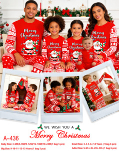 Conjunto de Roupas de Natal 2026 com Novo Design, Pijamas de Algodão Puro para Pais e Filhos, Manga Longa, Estampa de Desenho Animado, Atacado - Product Image 5