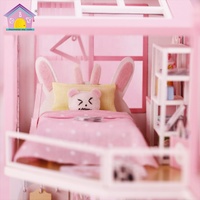 Hongda rose maison de poupée M915 premier amour en bois maison de poupée Miniature bricolage 3D à la main maison de poupée Kit pour les filles