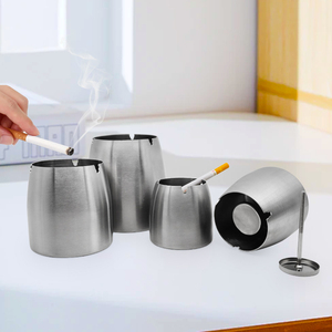 Cendrier en acier inoxydable sans fumée ni odeur, avec boîte de rangement portable grande capacité pour cigares, pour l'intérieur - Product Image 1