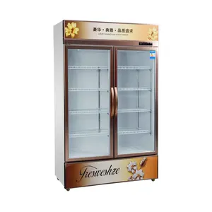 2 copos de vidro exibição de bebida fria, refrigerador vertical de bebidas com resfriador/resfriador
