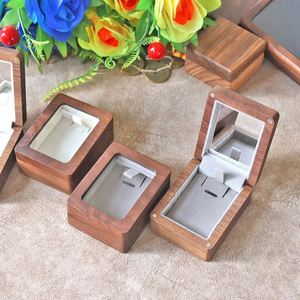 Luxury Wooden Handicraft Gift Box Walnut Rectangular Jewelry Box with <b>Acrylic</b> or <b>Mirror</b> Lid - Product Image 3