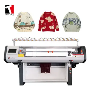 Used factory price computerized automatic 52 inch simple double system durable technical flat sweater knitting machine