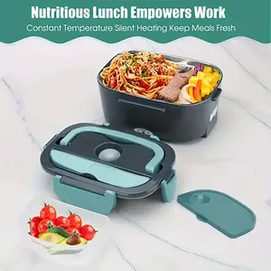 Us Standard Plug Portable Food Heater With Removable Stainless Steel Container Electric Lunch Box For Automotive And Home Use