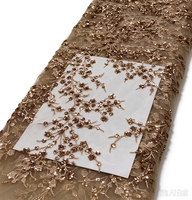 Tissu en tulle brodé floral HAPPEAK pour mariage, tissé à la chaîne, avec sequins et dentelle, 100 % polyester, respirant, écologique, poids moyen