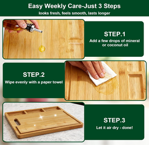 Planche à découper en bambou premium avec compartiments et rainure à jus, bloc de découpe en bois épais pour la préparation des repas et le tri des légumes en cuisine - Product Image 1