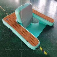 Sillón Flotante Inflable de Una Plaza con Tecnología Drop Stitch y Base de EVA Imitación Madera para Juegos Acuáticos al Aire Libre