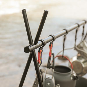 Portable Aluminum Alloy Hanging Rack Small 4-Leg Bracket Folding Outdoor Camping <b>Storage</b> Rack With 5 Hooks Minimalist Design - Product Image 3