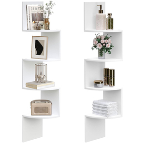 Ensemble de 2 <span class=keywords><strong>étagère</strong></span>s d'angle murales flottantes à 4 niveaux en <span class=keywords><strong>bois</strong></span> pour le salon, la chambre, la salle de bain, la cuisine, les <span class=keywords><strong>étagère</strong></span>s à <span class=keywords><strong>épices</strong></span> - Product Image 6