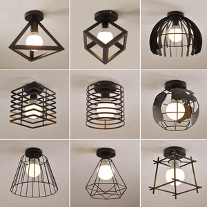 Lámpara de techo LED industrial vintage retro moderna cubierta acrílica con base de hierro para diseño de balcón de oficina en casa - Product Image 1