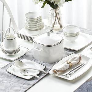 60 Pcs Porcelain Bone China Dinnerware Sets Europe Light Luxury Silver Edge Minimalist Cup Kit Wedding <b>Gift</b> Restaurant Hotel - Product Image 3
