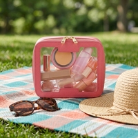 Tas Makeup Tahan Air Transparan untuk Perjalanan, Organizer Kosmetik dengan Logo Kustom untuk Wanita, Pouch Perawatan Kulit