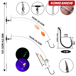 OEM 61.01 pulgadas S-531 Aparejo para Pez Espada con Cuentas de Colores, Anzuelo Octopus 3/0, Cuchilla con Cuentas Luminosas, Diseñado para Pesca en Agua Salada y con Características Especiales - Product Image 3