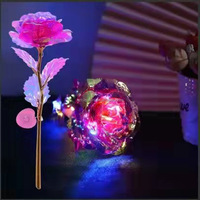 Cadeaux de la fête des mères Zhizunlin, rose artificielle lumineuse LED colorée en feuille d'or 24 carats, pour mariage, Noël, Halloween, Thanksgiving