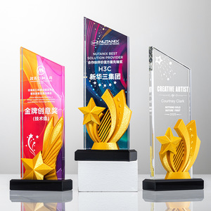 <b>Creative</b> Five-Pointed Star Crystal Trophy Laser Engraved Digital Printing Durable Corporate Awards Conference <b>Gifts</b> - Product Image 4