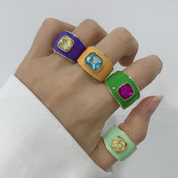 Godki — bagues joyeuses de couleur vives, anneaux en émail de couleur vive, Signet, pour femmes, série personnalisée, été 2022