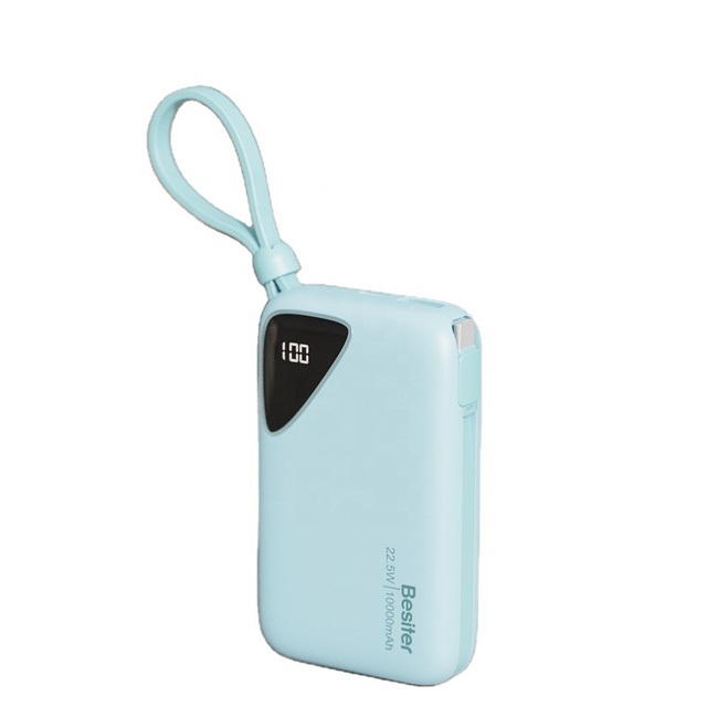 Besiter portable mini power banks 10000mAh fast charging powerbank with cable digital power display power bank
