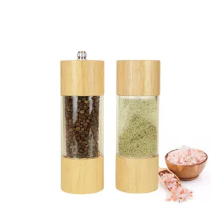 Manual Wooden Salt and Pepper Grinders Set Ceramic Strong Adjustable Coarseness Salt and Pepper Mills Shakers