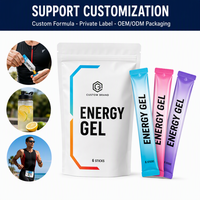 Gel énergétique antioxydant sans sucre personnalisable, acides aminés, magnésium, vitamines, fer, certifié non-OGM, GMP, HACCP, service tout-en-un