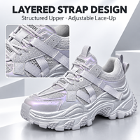 En gros Baskets en maille épaisse à lacets avec sangles superposées, Chaussures de marche décontractées, Chaussures OEM ODM Marque Privée