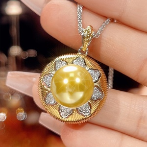 Juego de Joyería de Alta Calidad, Ecológico, de Cobre, con Perlas Redondas de 14-12mm y Baño de Oro, 3 Piezas (Aretes, Collar y Anillo) para Uso Diario - Product Image 5
