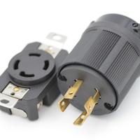 Aulipur 30A 250V NEMA L6 30, Juego de Enchufe y Receptáculo de Plástico de Cuatro Puntas Estilo Americano con Bloqueo Giratorio para Generador, Uso Industrial de Alta Resistencia
