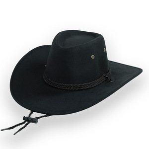 Chapeau de cowboy western SOLPOP Angleterre pour homme et femme, en feutre synthétique et daim, à large bord incurvé, avec corde, idéal pour l'équitation en extérieur - Product Image 4