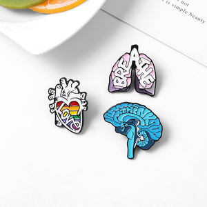 Pin Enamel Organ Kustom Logam Enamel Lunak Bentuk Hati Paru-paru Otak Bros untuk Kemeja Tas Cinta Nafas Pikiran Lencana Perhiasan Kartun - Product Image 2
