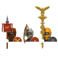 N826-828 Série Médiévale Européenne Ancien Porte-drapeau de la Légion Romaine avec Bouclier à Capot Lion Figurines de Construction Jouet