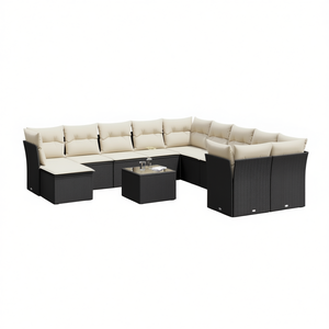Black Pe <b>Rattan</b> Garden <b>Sofa</b> Set With Tempered Glass Outdoor Furniture Elegant Design For Garden Use - Product Image 1