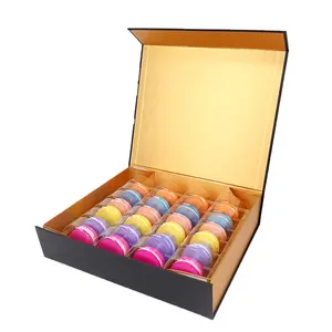 Caja de embalaje de regalo con cierre magnético rígido de lujo personalizado 24 cajas de cartón plegables magnéticas de chocolate Macarons