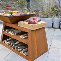 Barbecue Professionnel Four à Grillade Charbon et Bois Acier Corten Brasero