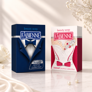 Coffret Cadeau de Savons de Toilette Parfumés Rouge et Bleu Fabienne Mariés 140 g avec Emballage Décoratif et Forme Originale pour Soins à Domicile - Product Image 1