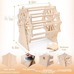 Creative wooden display rack with claw clips and hair accessories, 360-degree rotating Ferris wheel design. - Product Image 5