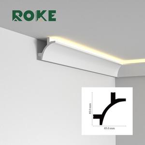 لوح تزيين داخلي من البوليسترين ROKE بطول 10 سم، سهل التركيب، مقاوم للماء، أبيض اللون، قاعدة بلاستيكية، إطار زخرفي - Product Image 4