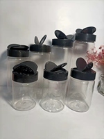 Septembre 100ml 130ml 180ml 250ml Bouteille en plastique PET avec couvercle noir pour thé de cuisine cosmétique Poudre libre pour chili BBQ