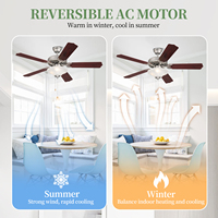 Ventilateur de plafond de luxe à 5 pales en MDF, design traditionnel, avec chaîne de tirage, éclairage LED décoratif pour salon, moteur AC en verre, 3 vitesses