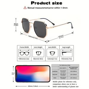Z110 Fashion Geometric <b>Frame</b> Men's Trendy Eyewear 1 Pair of Mens Metal Punk Sunglasses - Product Image 6