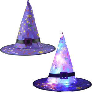 Sombrero <span class=keywords><strong>de</strong></span> <span class=keywords><strong>bruja</strong></span> <span class=keywords><strong>de</strong></span> Halloween, tocado <span class=keywords><strong>de</strong></span> fantasma iluminado para <span class=keywords><strong>Amazon</strong></span>, sombrero <span class=keywords><strong>de</strong></span> tela Led transfronterizo para decoración ambiental - Product Image 3
